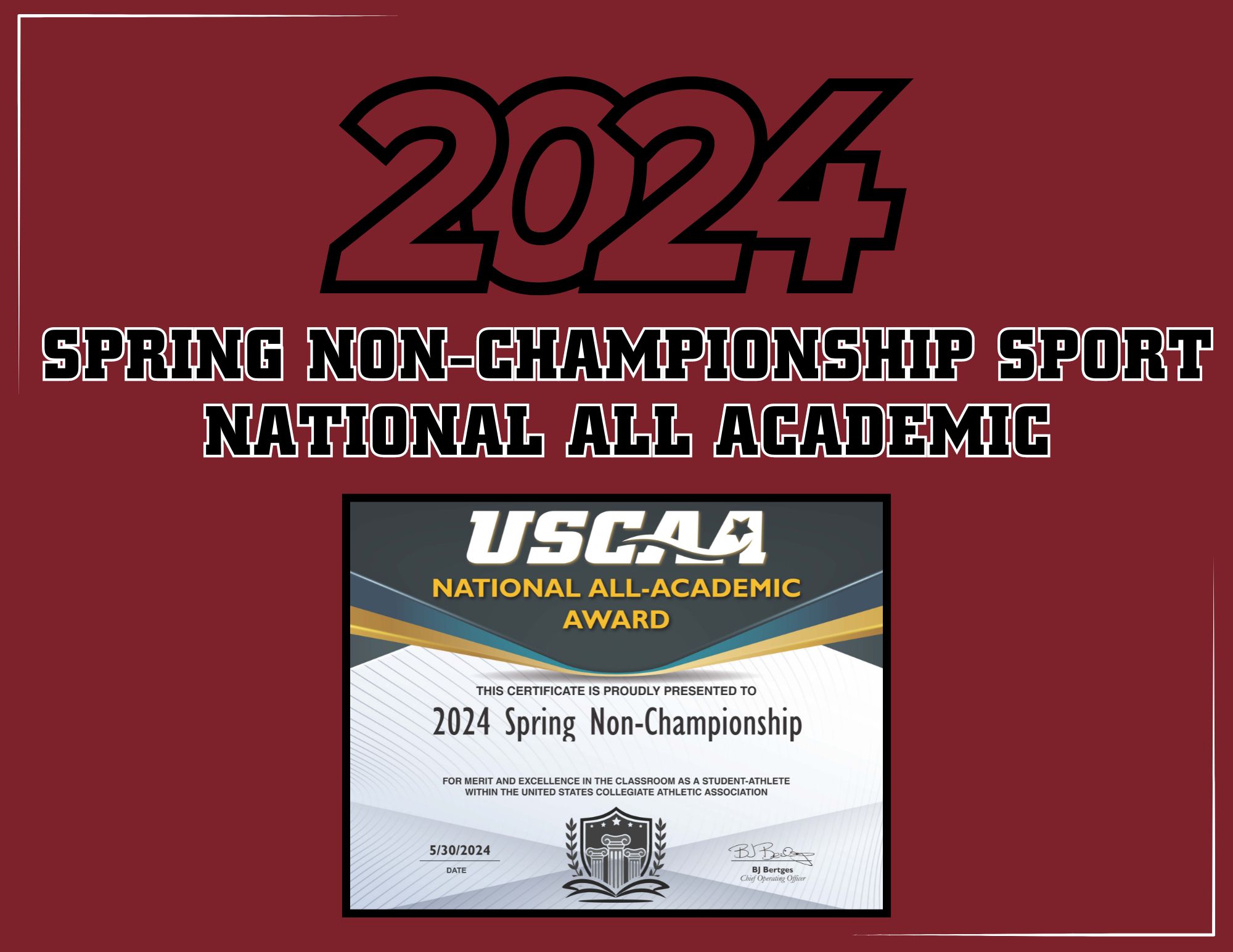 USCAA Announces the 2024 Spring Non-Championship Sport National All-Academic Award Winners